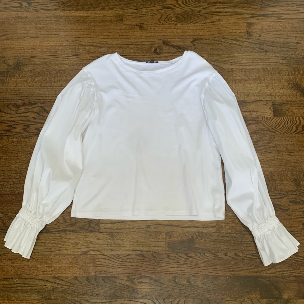 White EXPRESS Puff Sleeve Top